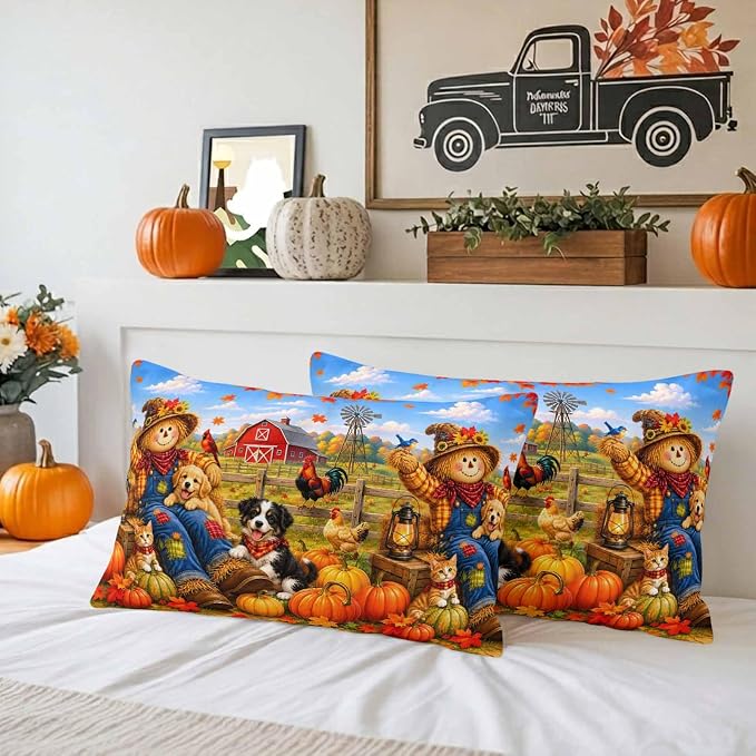 Barn Red, Denim Blue, Pumpkin Orange, Hay
