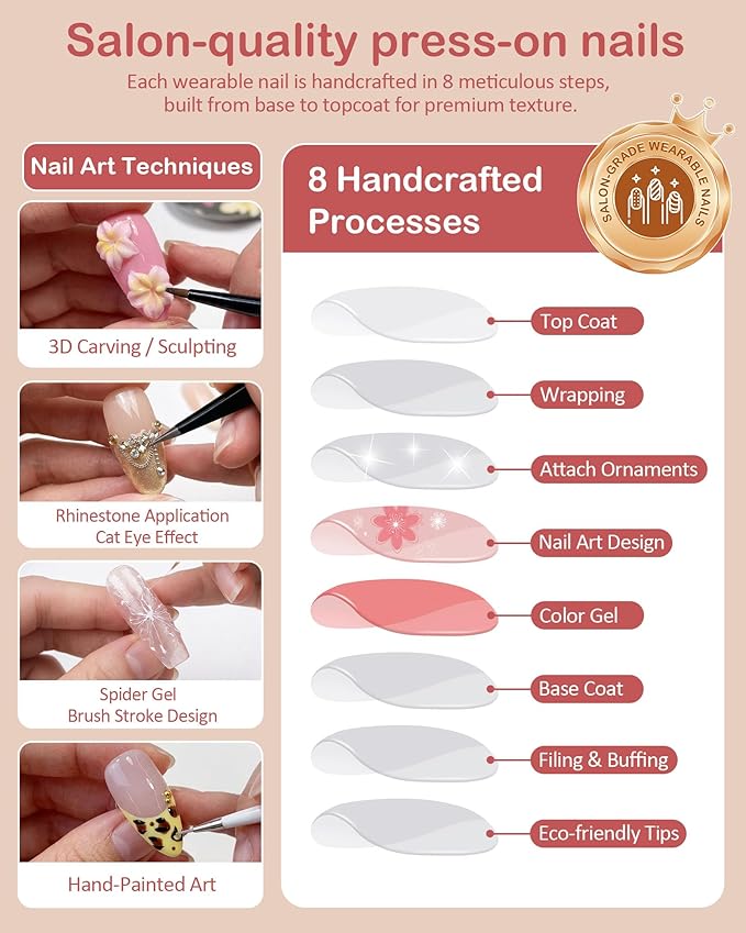 3D pink leopard print flower Press On Nails
