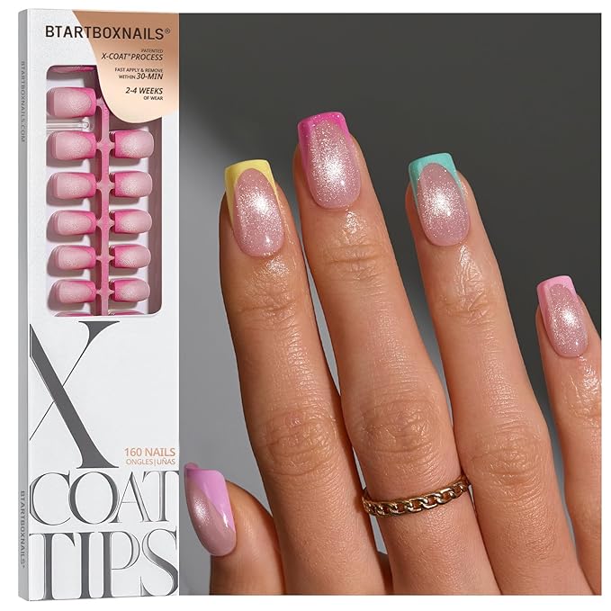 04 S - Square Brighter Pastel French in Cat Eye Base