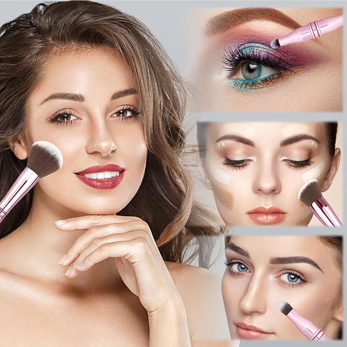 4 in 1 makeup brush-Pink