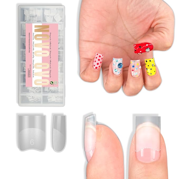 Half Cover Short Sharp Square Clear Nail Tips 480