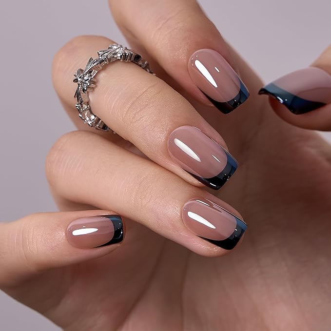 Black Chrome French Manicure