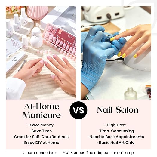 D - Press On Nail Kit | Medium Amlond | Pink French