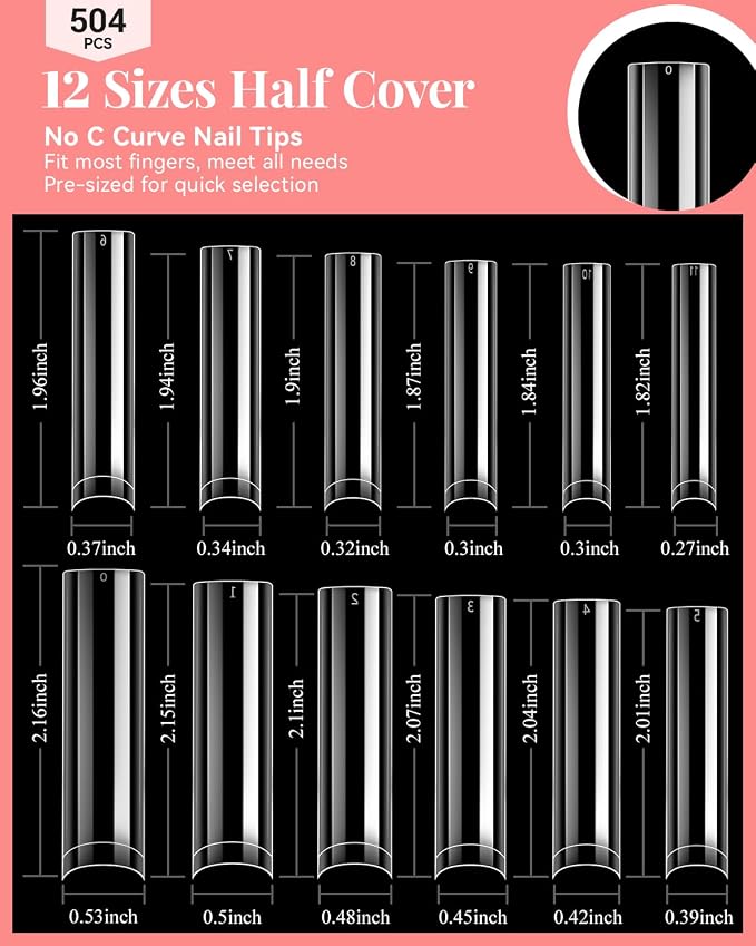 504PCS 3XL Square Nail Tips