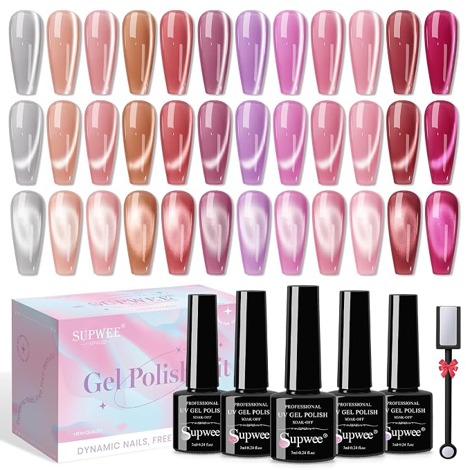 12pcs Nude Cat Eye Gel
