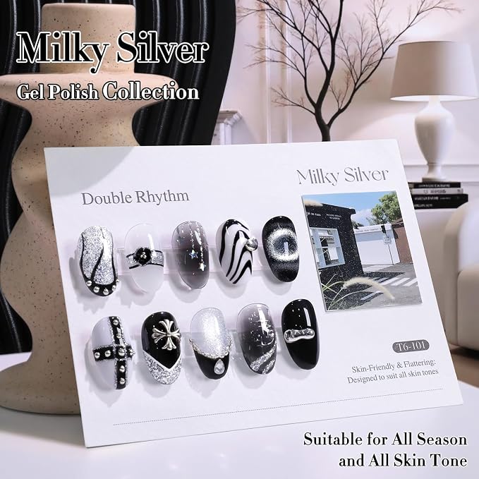Milky Black White Silver