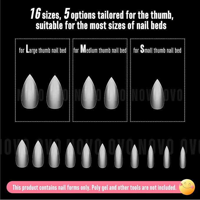 Short Sharp Stiletto Nail Tips Clear 480