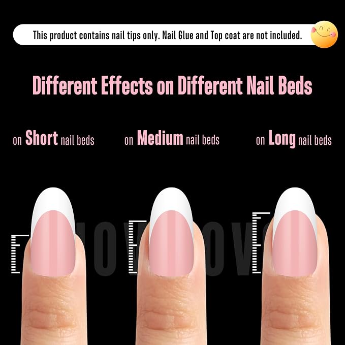 Oval White French Tip Baby Pink