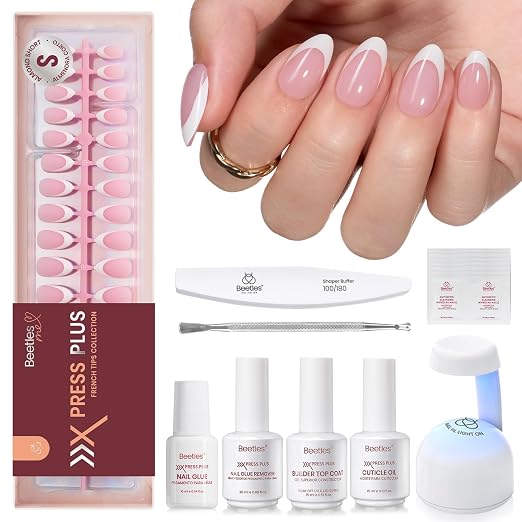 B - Press On Nail Kit | Short Amlond | Pink French