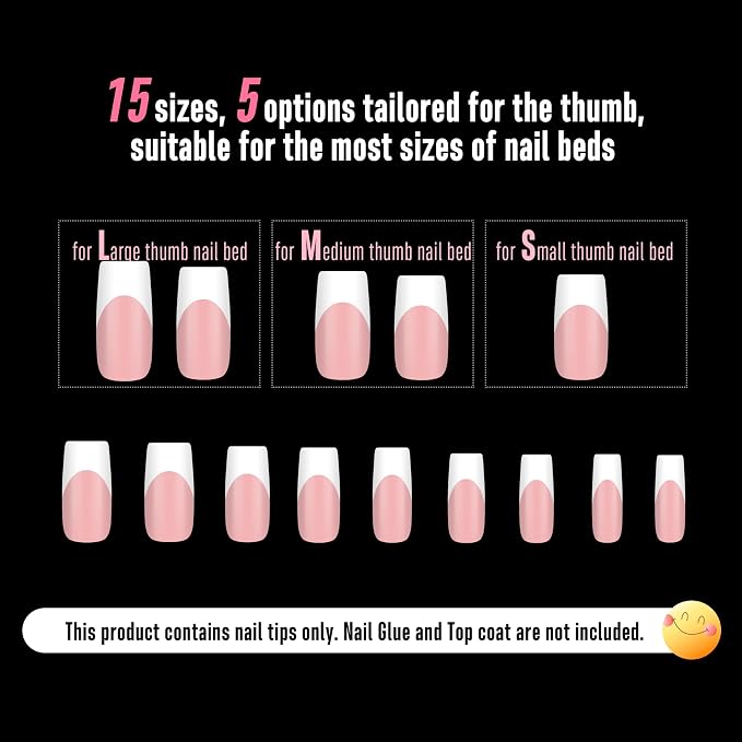 Square White French Tip Baby Pink