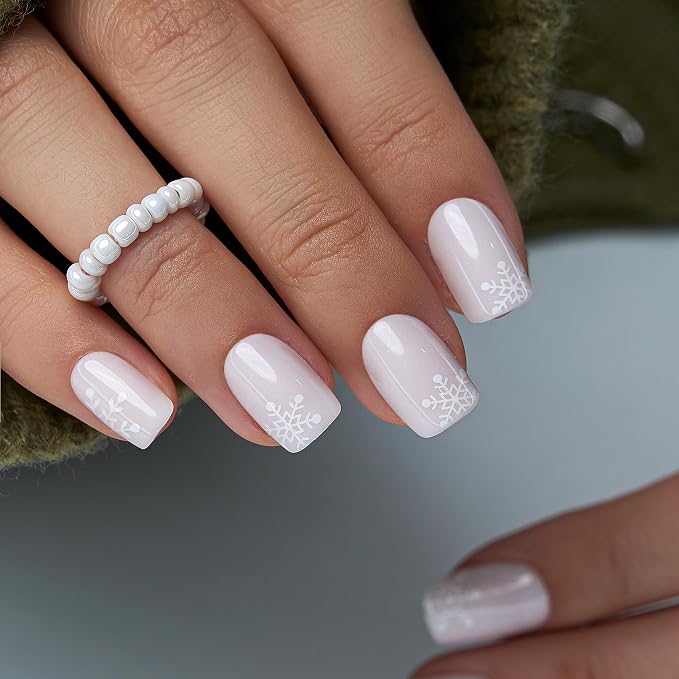 White Snowflake Nails