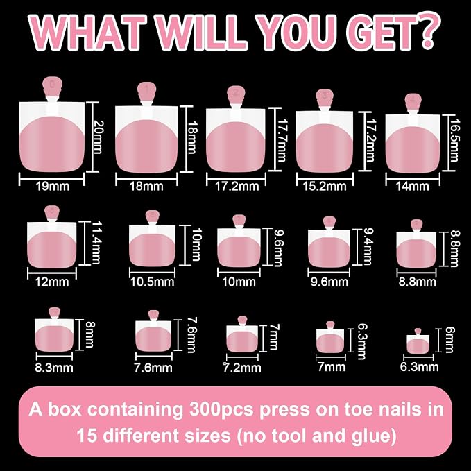 French tip Toe Nail Tips Baby-Pink