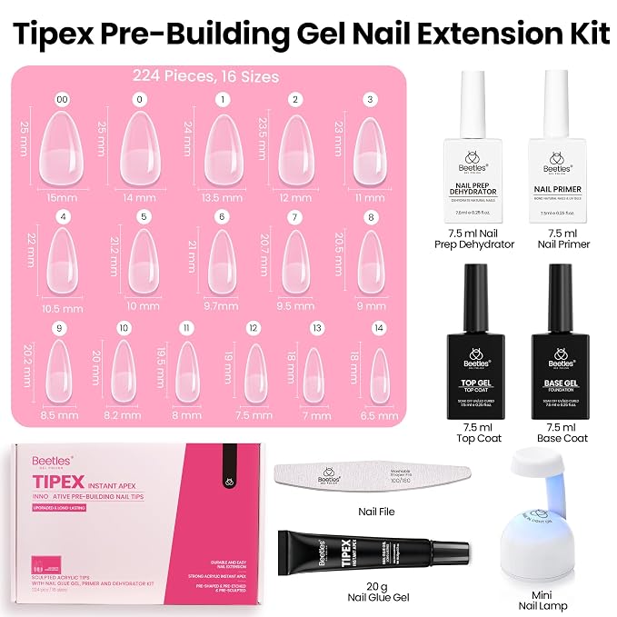 4 - Tipex Nails Kit | Medium Almond | 224
