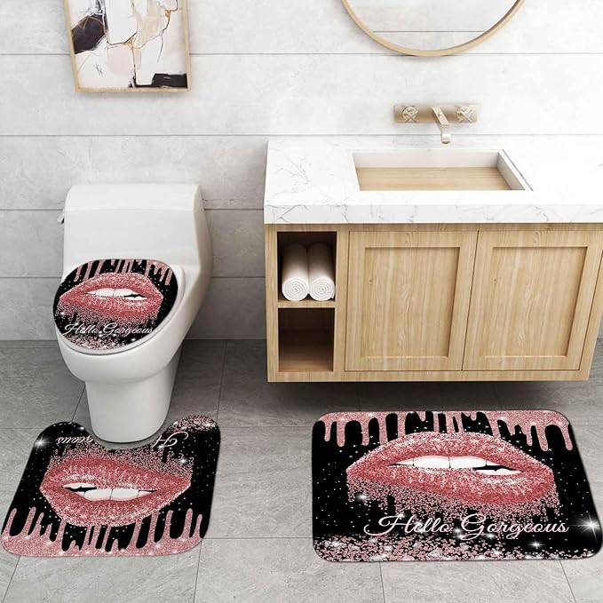 Rose Gold Glitter Sexy Lips