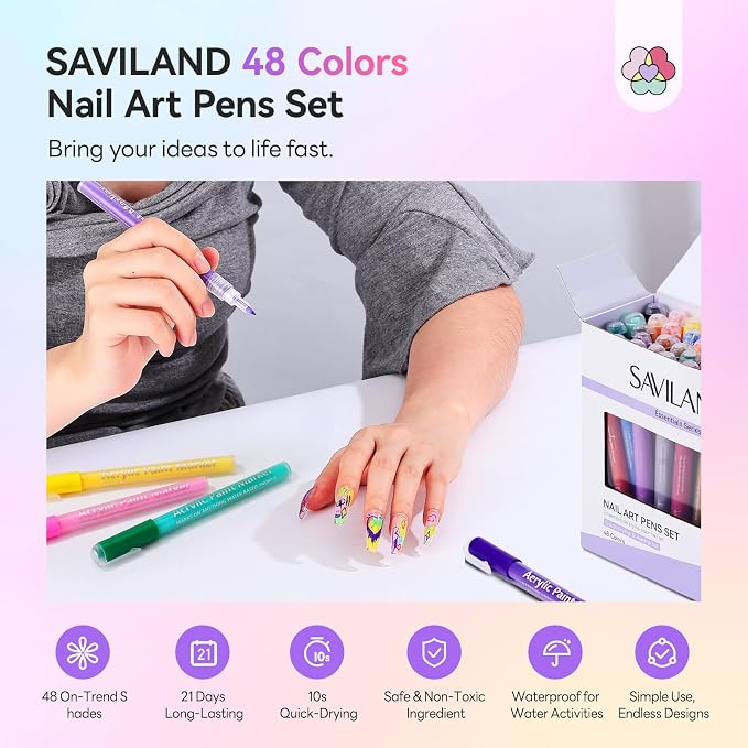 48 Colors Nail Art Markers Set
