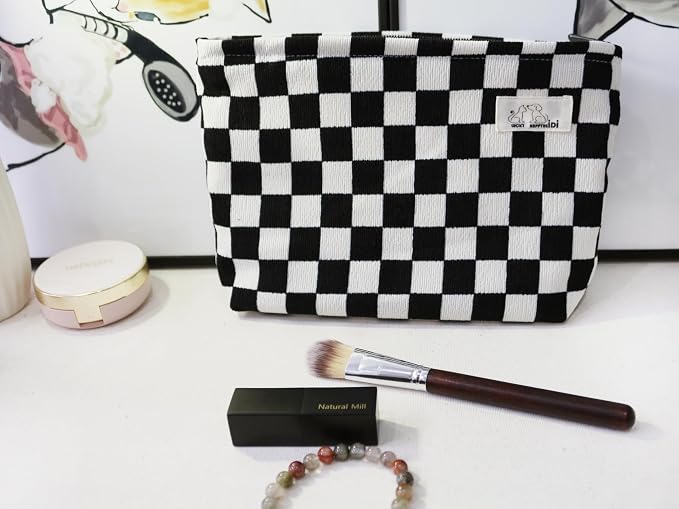 SX098-01 Black White Checkered Corduroy