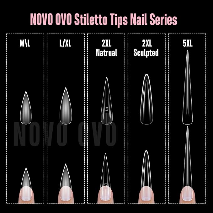 Long XL Clear Sharp Stiletto Nail Tips 480