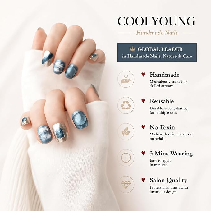 Blue press on nails