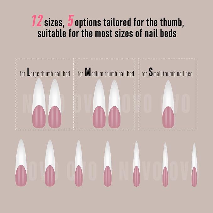 XXL Stiletto Almond Curved Berry Pink French Tip