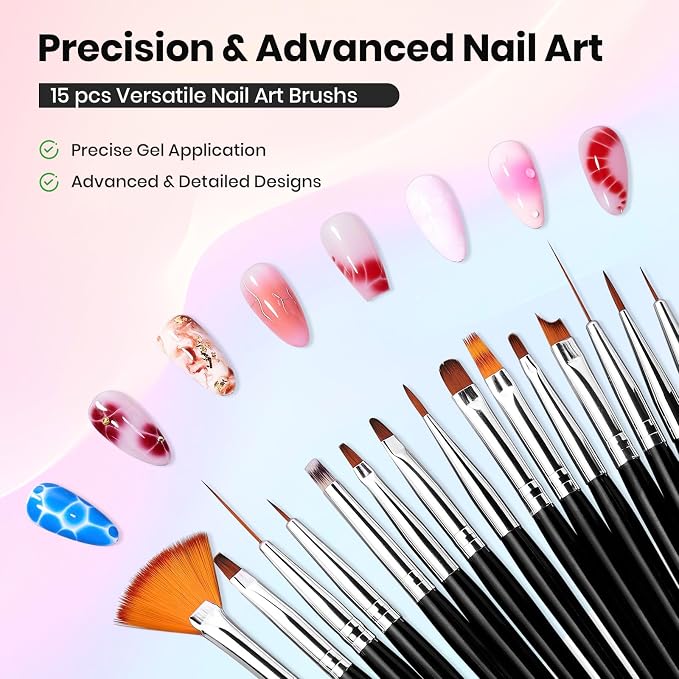 1-Versatile Nail Art Brushes | 31pcs & blooming gel
