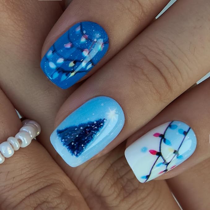 Christmas Lights Nail Art