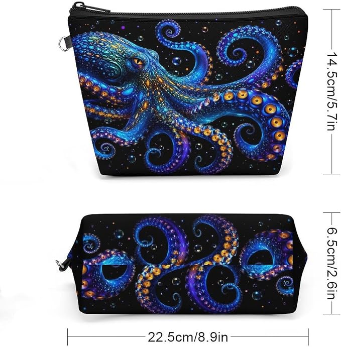 Blue Octopus With Glowing Eyes And Tentacles