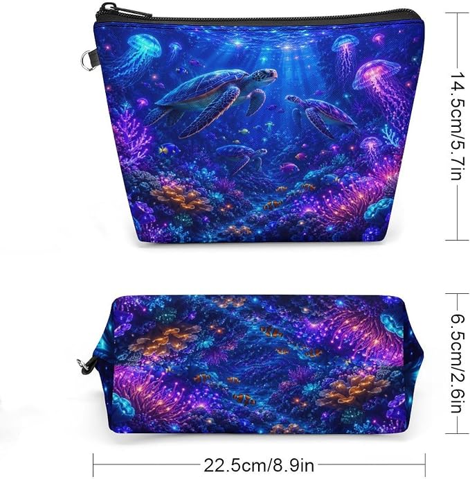 Colorful Sea Turtles And Jellyfish Underwater