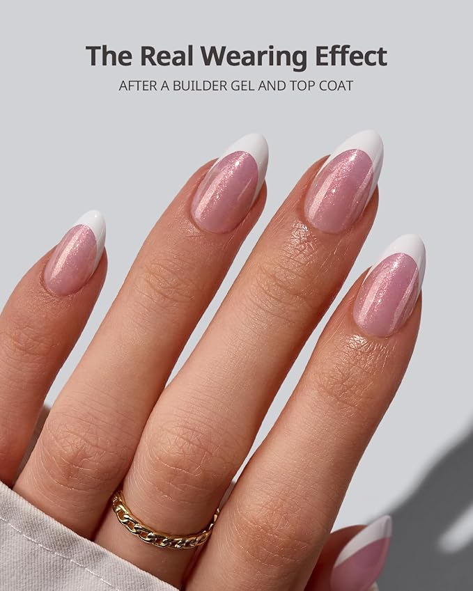 01 S - Almond French in Pink Glitter Base
