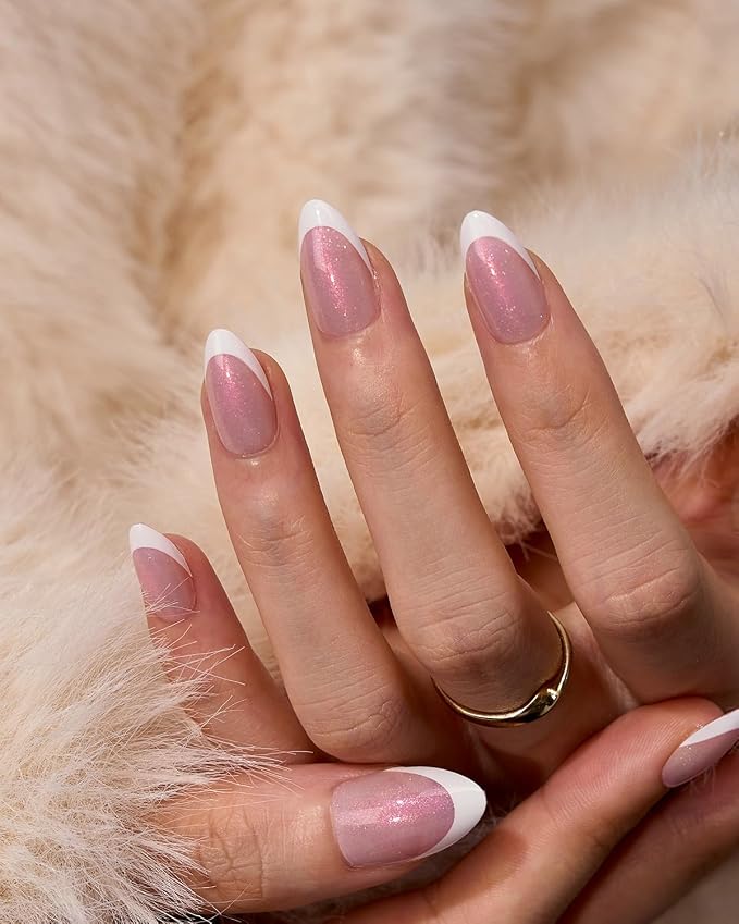 01 S - Almond French in Pink Glitter Base