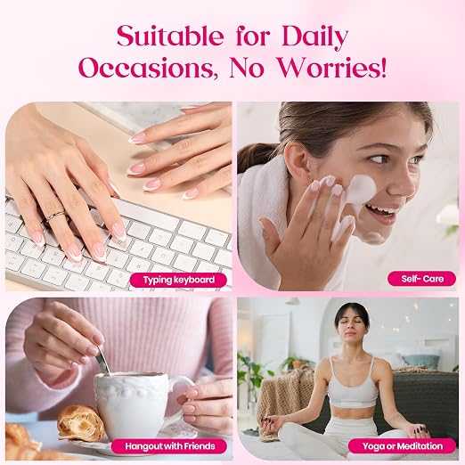 K - Press On Nail Kit | Short Amlond | Romantic Dream