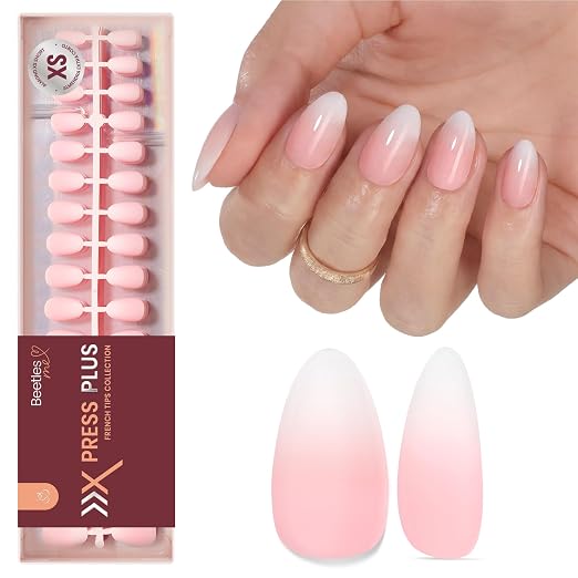 3 - Press On Nails Only | Short Amlond | Pink Ombre