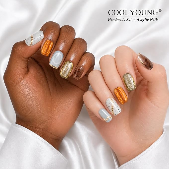 Brown press on nails