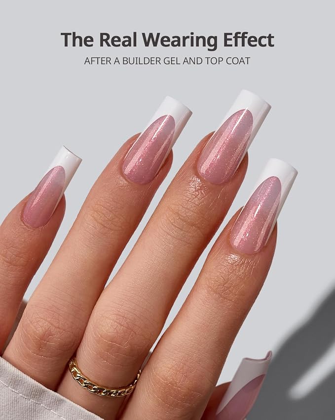 01 L - Square French in Pink Glitter Base
