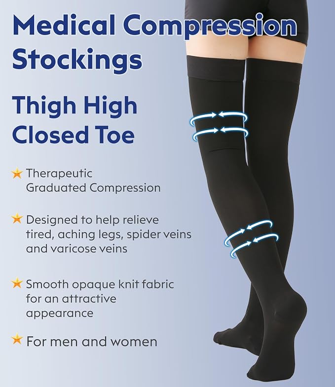 20-30mmhg Black Closed Toe