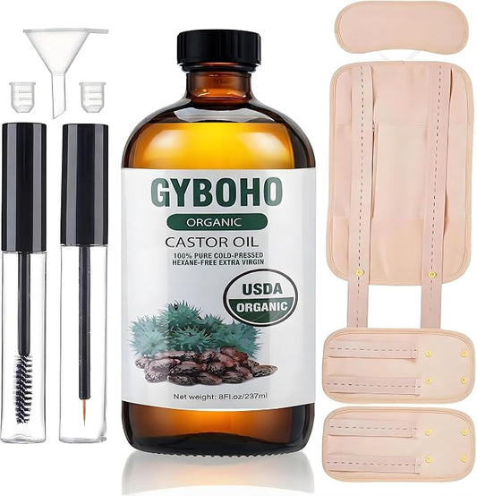 4pcs Castor Oil Pack Wrap With 8oz Oil