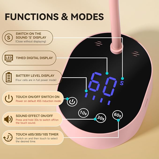 CC-Pink Gooseneck UV Nail Lamp