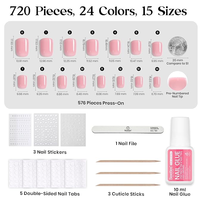 D - Nail Kit | Short Square | Creamy Drizzle 720PCS