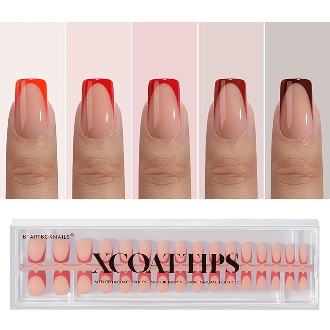 02 S - Square Red French in Nude Base