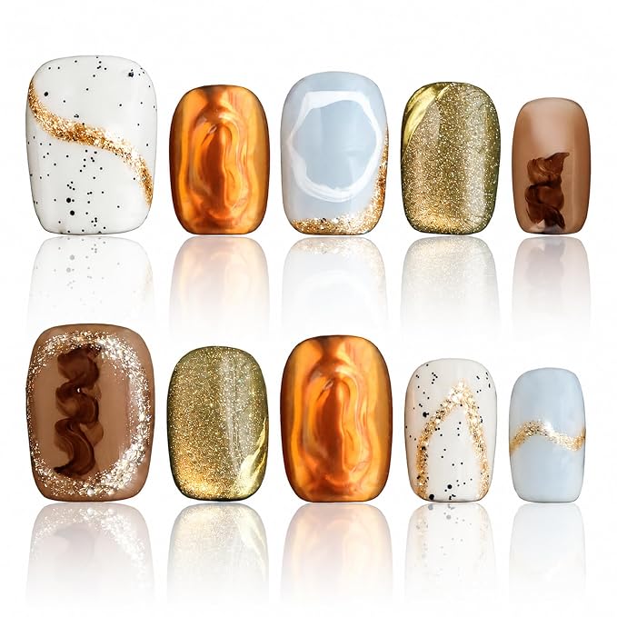Brown press on nails