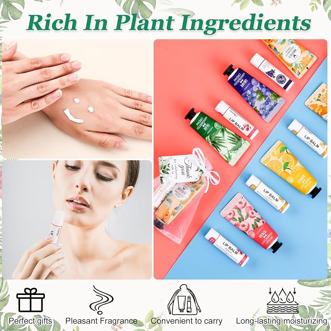 50 Sets Hand Cream and Lip Balm Gifts