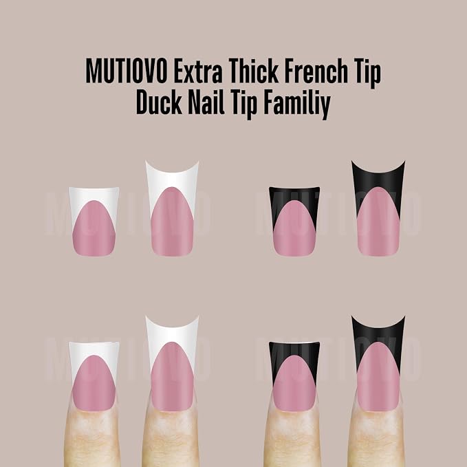 Duck Nails White French Tips Berry Pink Moon Curve