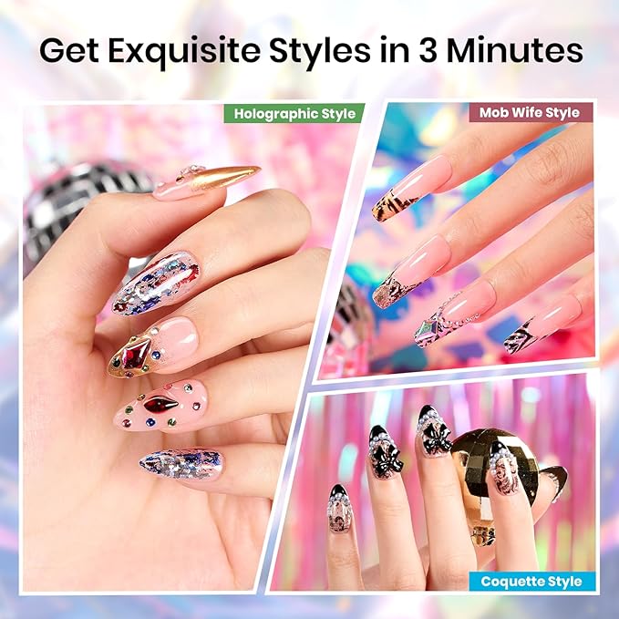 Nail Foil Glue 2Pcs with Lace Stickers