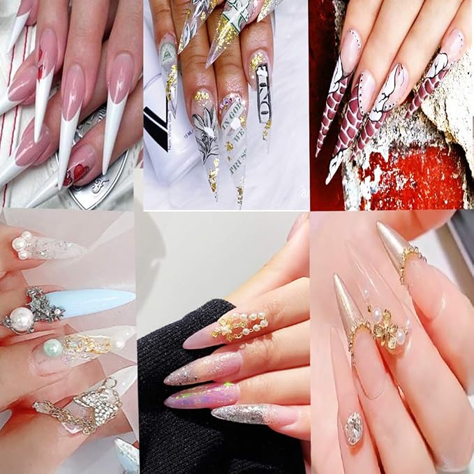 Stiletto Nail Tips 600pcs & Box -Natural