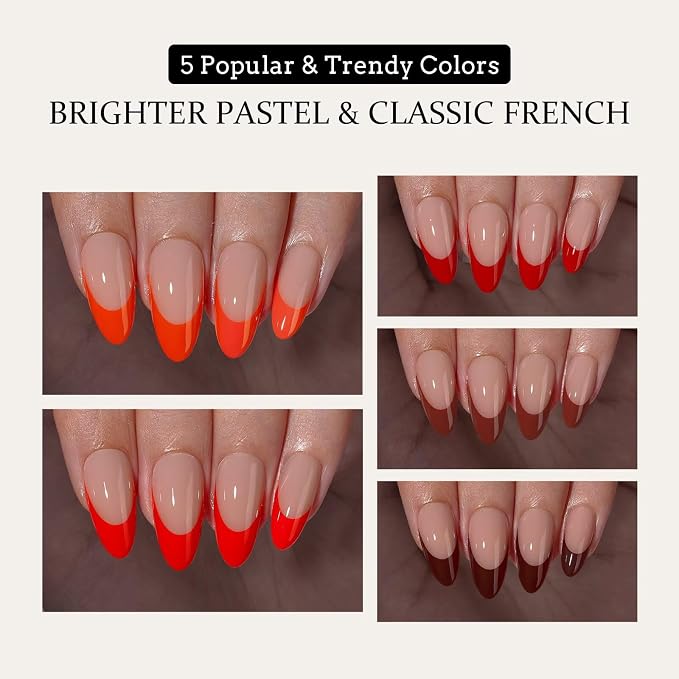 05 M - Almond Red French in Nude Base