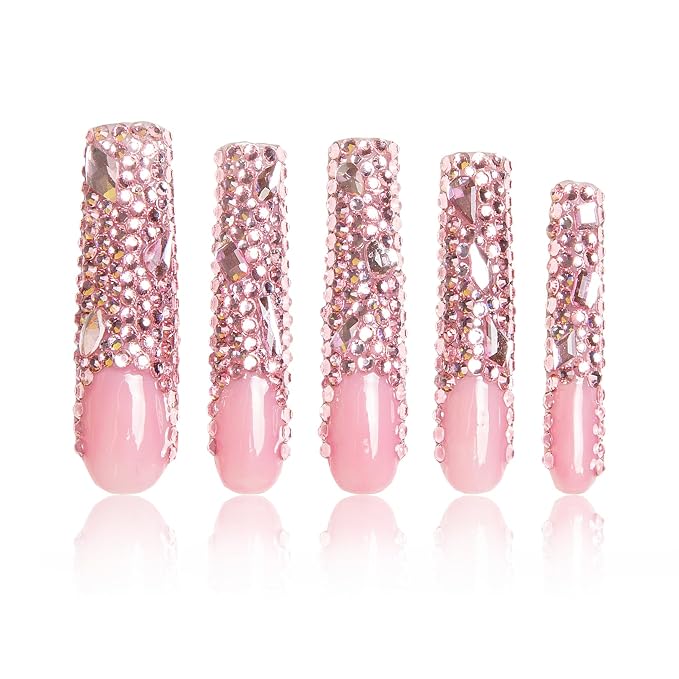 Pink French Tip Rhinestone