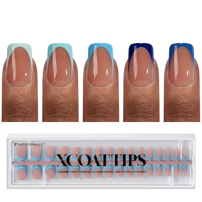 03 S - Square Blue French in Brown Base