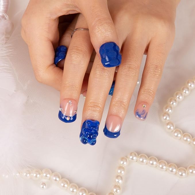 Little Blue Bear Blue French Tip