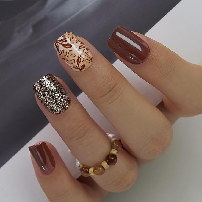 Brown Floral and Glitter