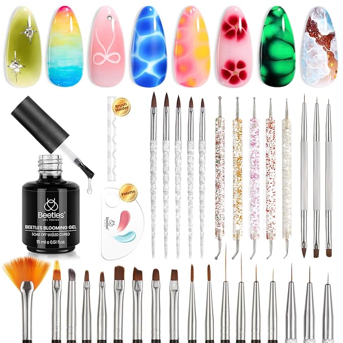1-Versatile Nail Art Brushes | 31pcs & blooming gel