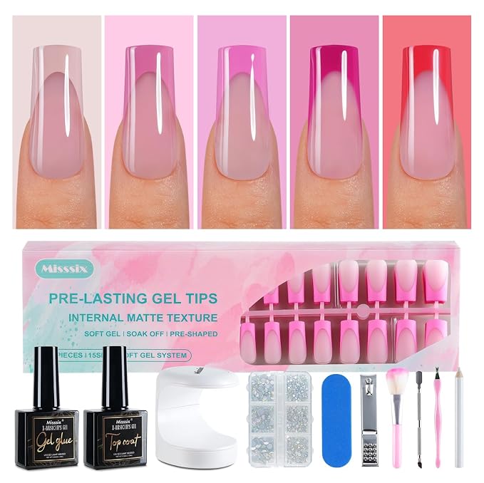 Pink Long Square nail kit